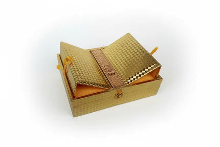 Gold Fancy Quran Box – Premium Gold Shine Finish (19 x 25 cm)