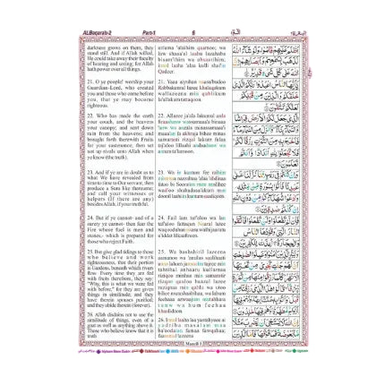 Tajweed colour coded with English meanings around the border