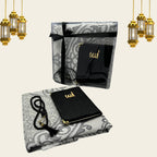 taj Islamic Prayer Mat with Tasbih Beads and Sura for Umrah & Hajj Gifts (23x27cm) - Perfect Muslim Gift for Men, Women and Kids (Black)