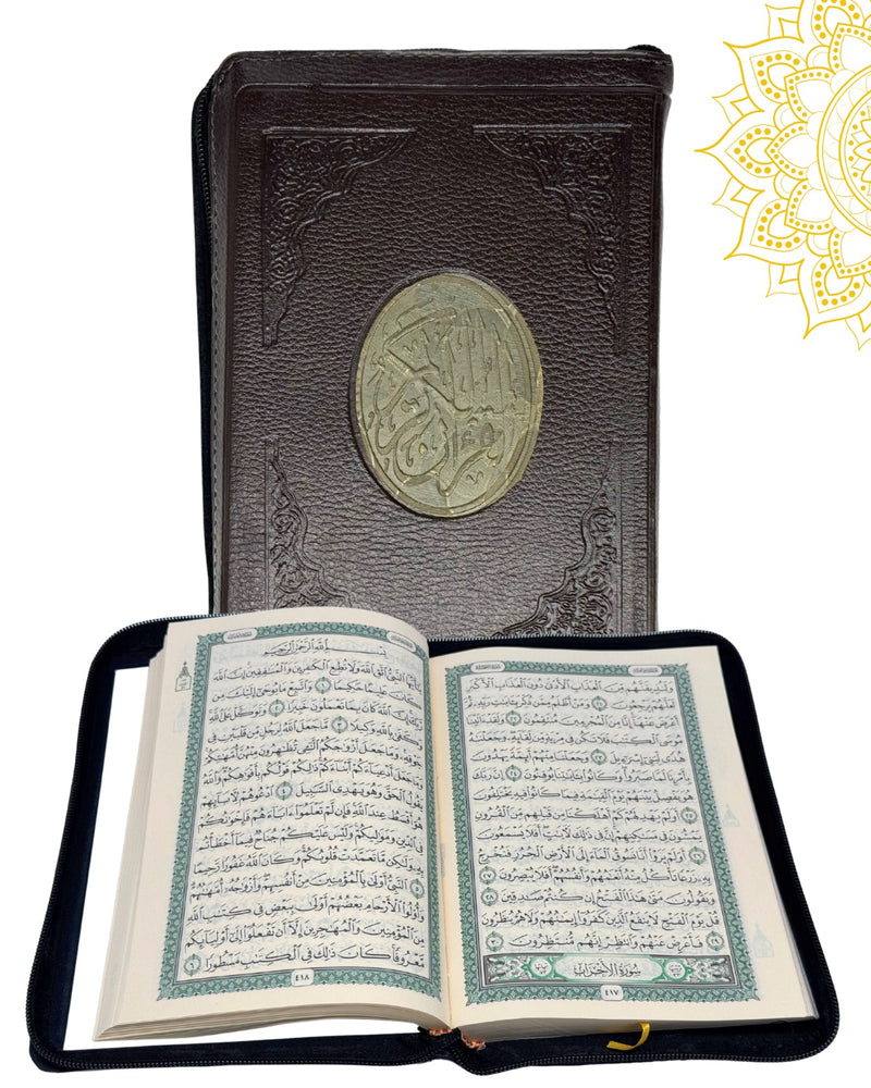 taj Holy Quran Pocket Size Zip Cover Uthmani Script, Ideal Gift for Muslims14x20cm