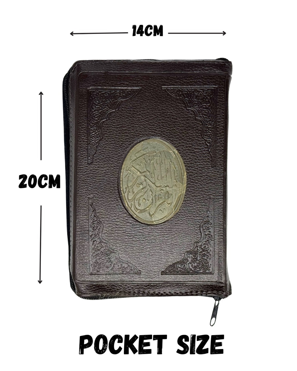 taj Holy Quran Pocket Size Zip Cover Uthmani Script, Ideal Gift for Muslims 14x20cm