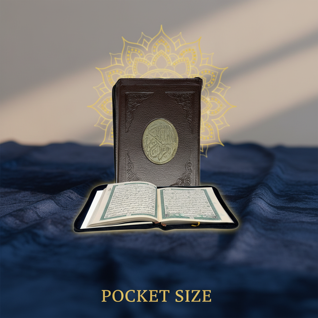 taj Holy Quran Pocket Size Zip Cover Uthmani Script, Ideal Gift for Muslims 14x20cm
