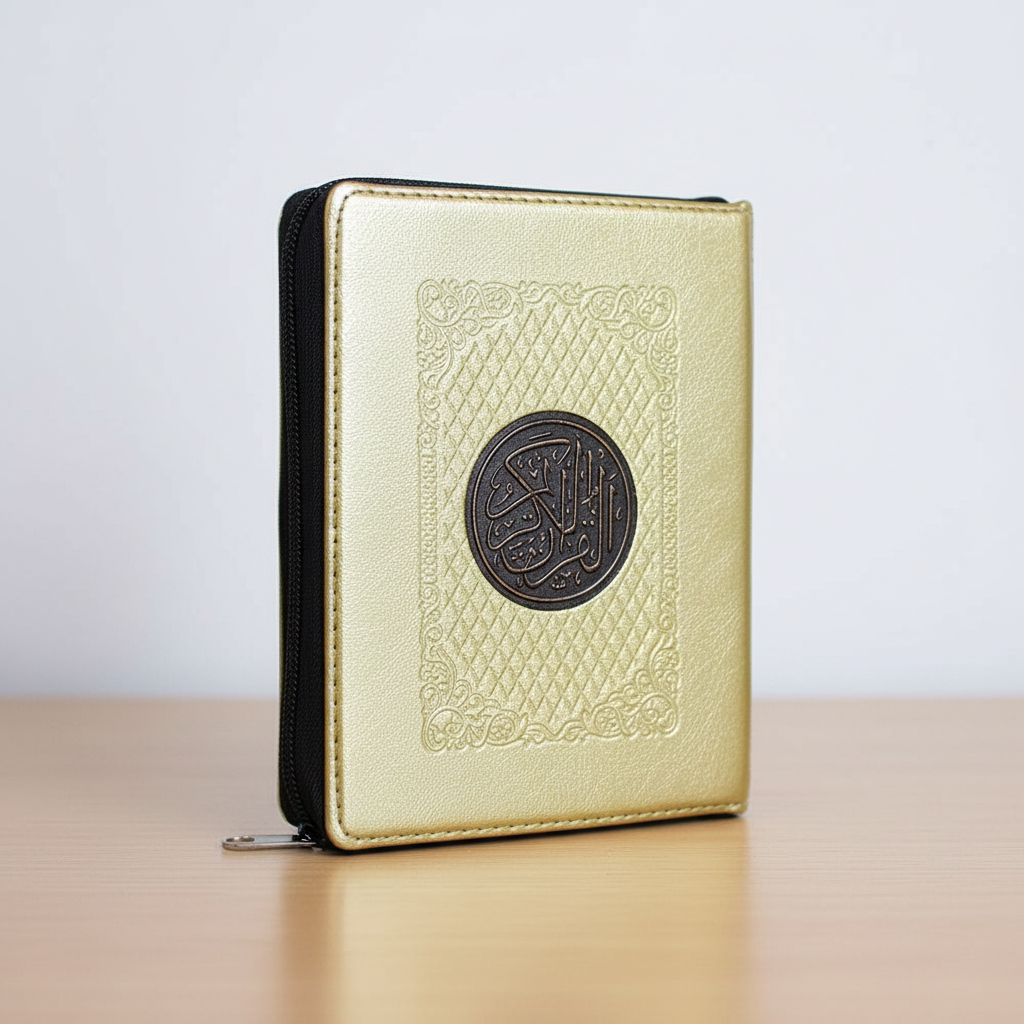 Al Quran Al Karim Arabic Mushaf 13 Line Pocket Size Small With Golden Zipped Cover