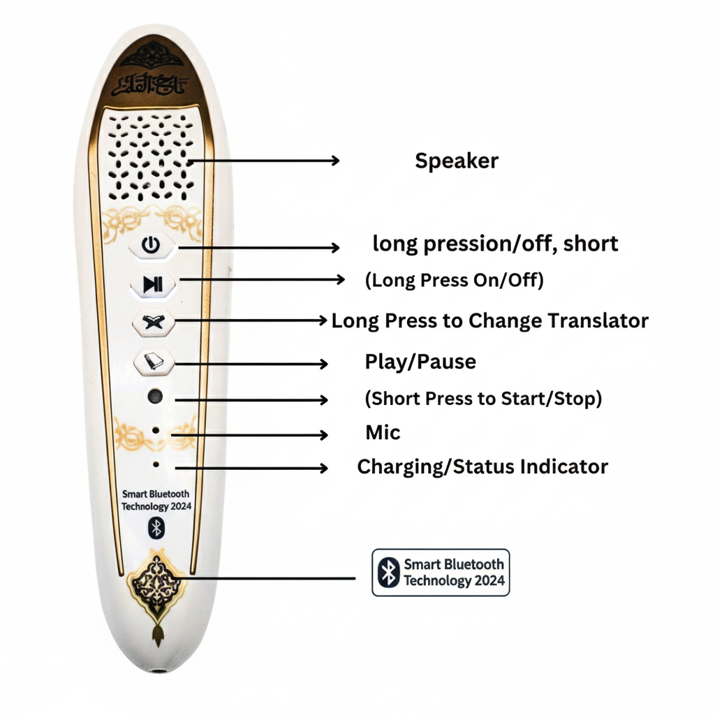 Quran Pen Reader with Colour Tajweed – Talking Quran Pen, Translation & Learning Set