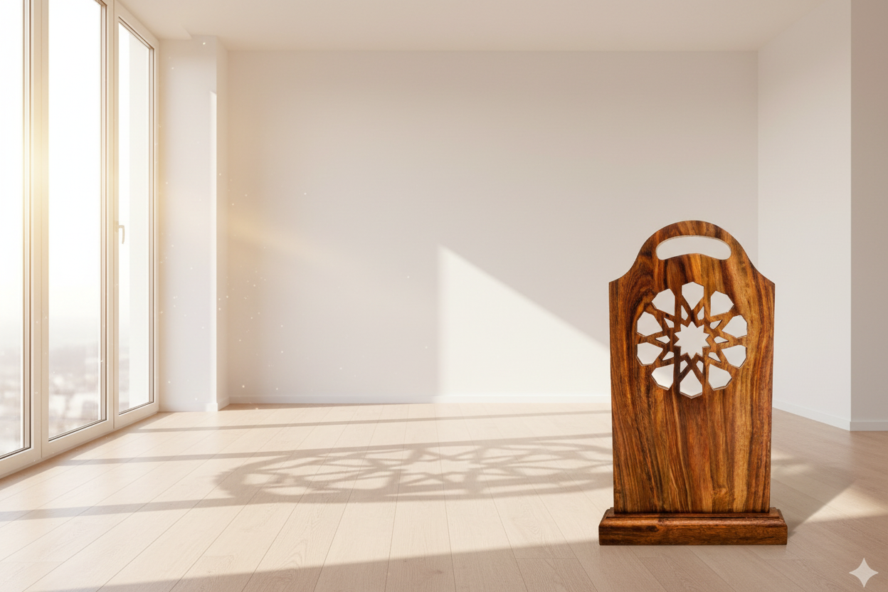 Solid Wooden Sutrah Stand – Handmade Islamic Prayer Sutrah for Mosque