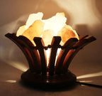 Wooden Salt Basket Lamp Himalyan Salt Lamp Rock Salt Illuminant Home Decore Lighting Mood Wooden Basket Crystal Salt Chunks (Bowl)