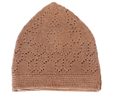 Men Skull Cap Muslim Islamic Prayer Hat Topi Kufi Head Wear Clothing Light Brown