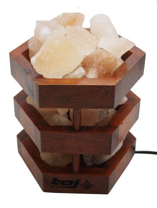 Wooden Salt Basket Lamp Himalyan Salt Lamp Rock Salt Illuminant Home Decore Lighting Mood Wooden Basket Crystal Salt Chunks (Bowl)