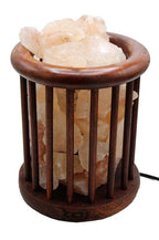 Wooden Salt Basket Lamp Himalyan Salt Lamp Rock Salt Illuminant Home Decore Lighting Mood Wooden Basket Crystal Salt Chunks (Bowl)