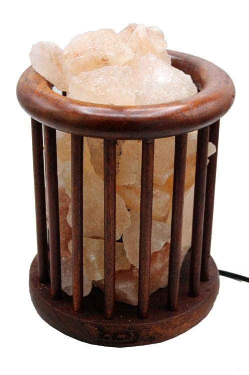 Wooden Salt Basket Lamp Himalyan Salt Lamp Rock Salt Illuminant Home Decore Lighting Mood Wooden Basket Crystal Salt Chunks (Bowl)