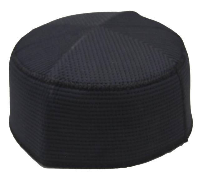 taj Muslim Prayer Hat Men's Embroided Skull Cap Islamic Nalain Shrif Paak Kufi Headware Indian Pakistan Hat Topi Kufi Round Cap Arabic Eid Ramadan (Black, 55)