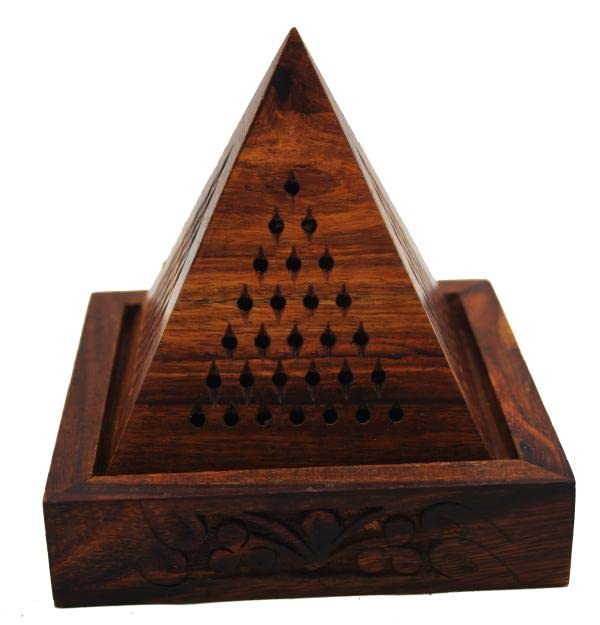 Wood Pyramid Design bakhoor burner Incense Cone Box with Fretwork oud burner bukhoor burners