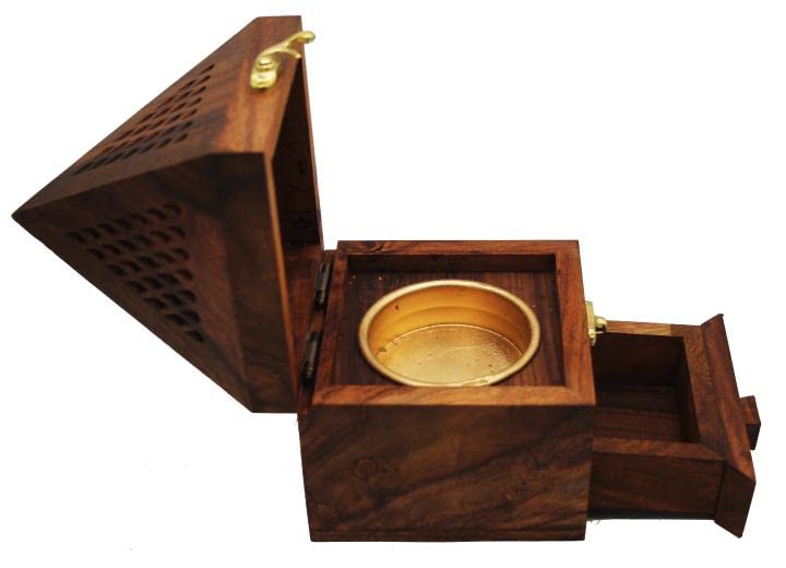 Wooden Cottage Shape Incense Sticks Holder And Bakhoor Burner Box Ash oud burner frankincense burner