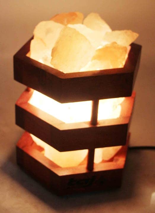 Wooden Salt Basket Lamp Himalyan Salt Lamp Rock Salt Illuminant Home Decore Lighting Mood Wooden Basket Crystal Salt Chunks (Bowl)