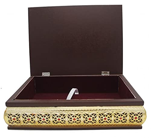 Wooden Fancy Box with Golden Borders Decorative Handicraft Crafted with love taj company