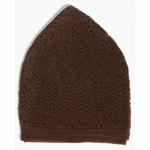 Men Skull Cap Muslim Islamic Prayer Hat Topi Kufi Head Wear Clothing Dark Brown