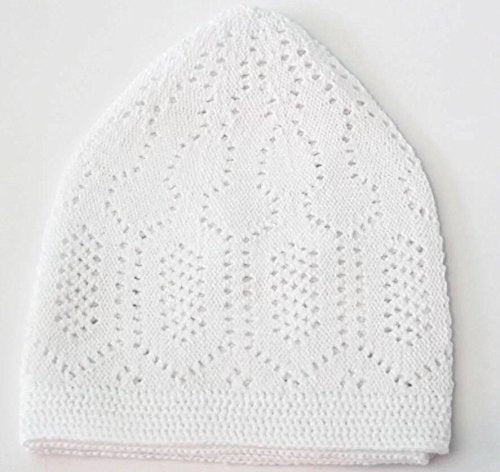 Men Skull Cap Muslim Islamic Prayer Hat Topi Kufi Head Wear Clothing in White