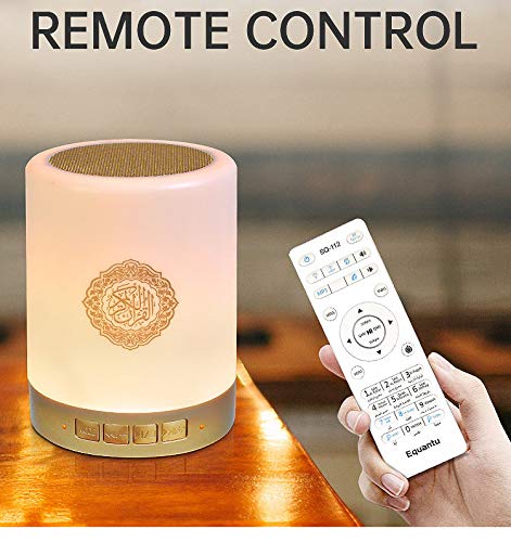 SQ112 Quran Smart Touch LED Lamp Bluetooth Speaker with Remote Rechargeable, Full Recitations of Famous Imams and Quran Translation in Many Languages Including English, Arabic, Urdu & More, On the Way