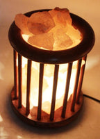 Wooden Salt Basket Lamp Himalyan Salt Lamp Rock Salt Illuminant Home Decore Lighting Mood Wooden Basket Crystal Salt Chunks (Bowl)