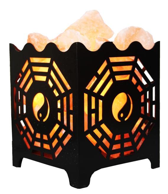 Crystal Decor Iron Basket Salt Lamp with Himalayan Pink Salt Chunks 100% Natural (Cube)