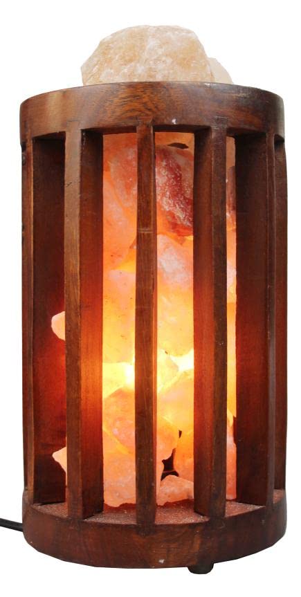 A Luxurious Wooden Basket Salt Lamp 100% Natural Pink Salt Home Decore Wooden Basket Crystal Salt Chunks (Cone)