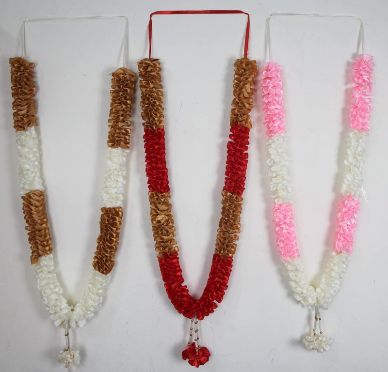 (PACK OF 3) Hajj And Ummrah Artificial roses Garland Wedding Mala Multipurpose Use (3)