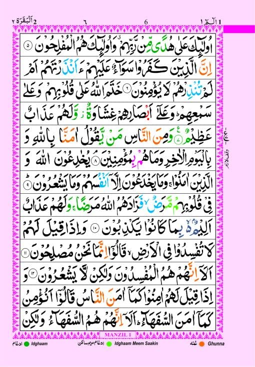 Quran Sharif Color Coded Tajweed Rules Persian Script Pakistani Script 13 Line 23 Medium Size
