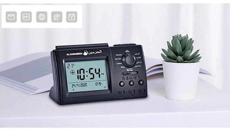 Anlising Islamic Azan Alarm Table Clock, Islamic Digital Clock, Muslim Azan Alarm Table Clock, Digital Muslim Prayer Alarm, Ramadan Gift Prayer Alarm Clock for All Prayers Qibla Direction(3006 Black)