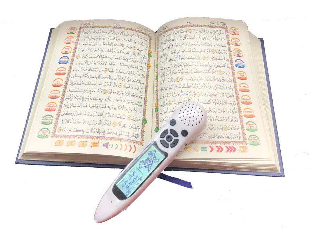 Taj Company Digital Quran Pen Reader for Holy Quran with tajweed and Different Reciter's Recording Multi Translation Languages and Different Voice of Tilawat Usmani Script