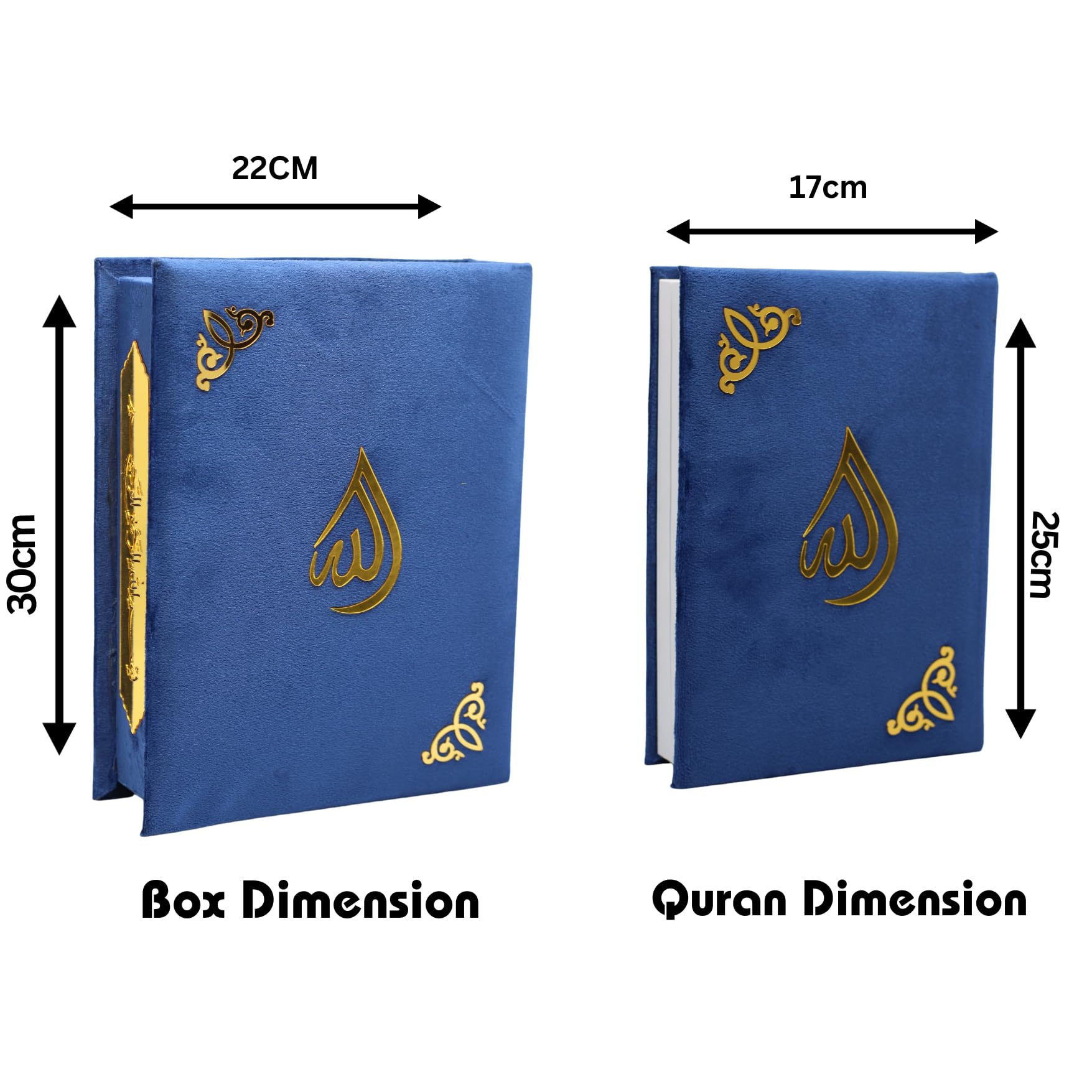 Al Quran Ul karim 13 Line Hafizi Holy koran Arabic Text With Beautiful Design Velvet Cover box - Taj Company Qura'n (Black)