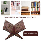 PRETYZOOM Wooden Quran Book Stand Muslim Book Holder Islam Foldable Rehal Bible Magazine Cookbook Display Holder Islam Religious Gift 21X29CM