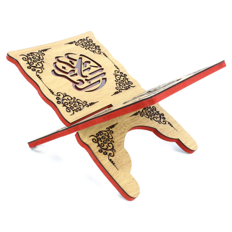 Rehal Foldable Wooden Strong Rihal Holy Quran Holy Koran Religious Prayer Book Compact Stand with Calligraphy Decorative Gift Design 16