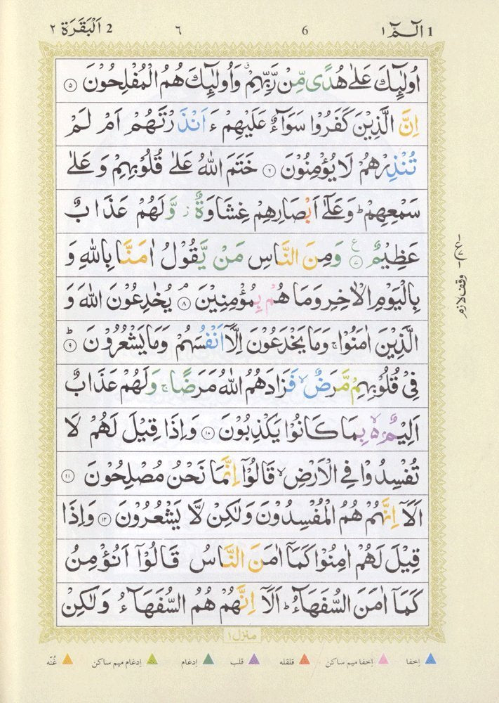 Holy Quran with Colour Coded Tajweed Rules and Manzils (Medium Size)