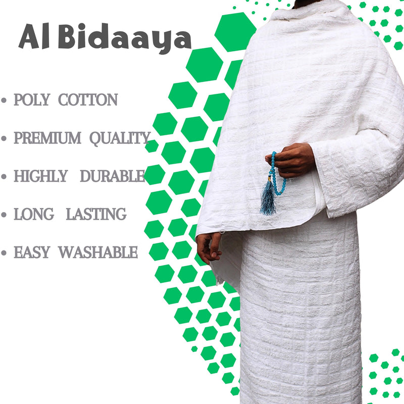 ihram for umrah men umrah essentials Bidaaya Gents Ahram for Hajj and Umrah ehram 2 Towels White - Hygienic Natural 100% Pure Combed (2.3m x1.15m)