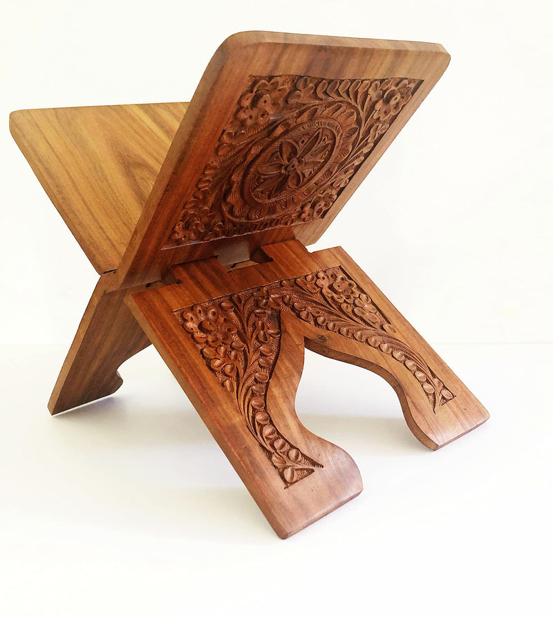 Wooden Quran Folding Stand/Rahel/Holder Book. حامل قرآن خشبي (Medium)