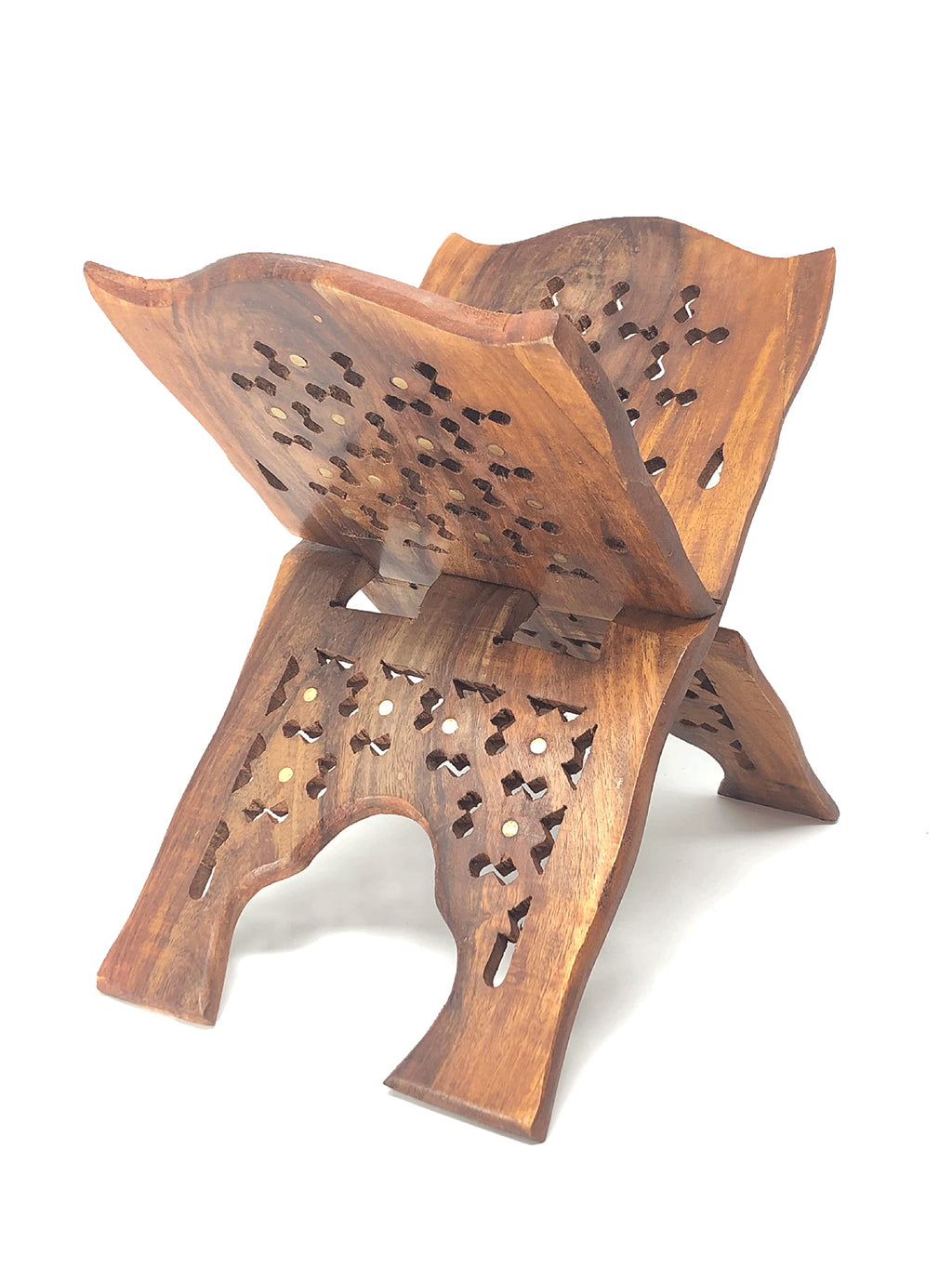 Wooden Quran Folding Stand/Rahel/Holder Book. حامل قرآن خشبي (Medium)