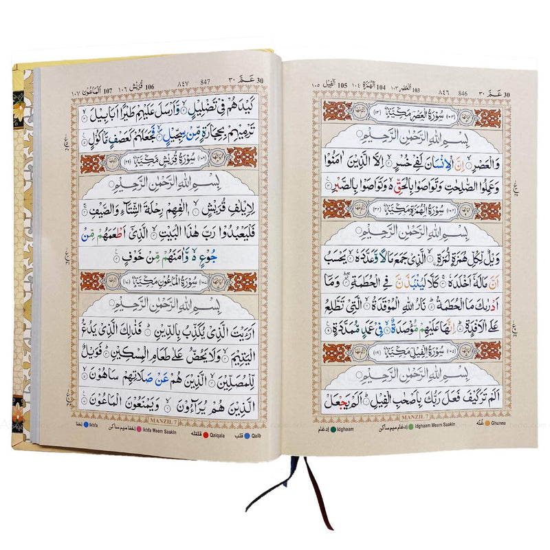 Quran Sharif Color Coded Tajweed Rules Persian Script Pakistani Script 13 Line 23 Medium Size