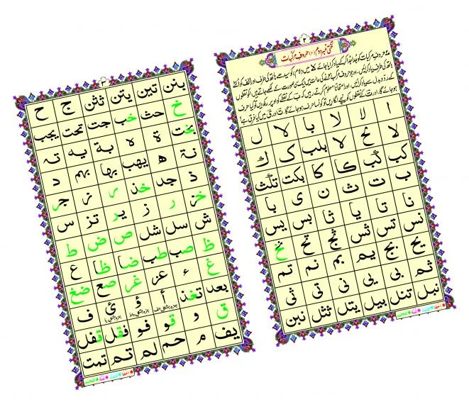 TAKHTI CARD (noorani qaida awwal mashq)