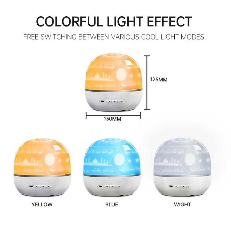 LED Night Light Portable Quran Projection Lamp APP Control Quran Speaker 